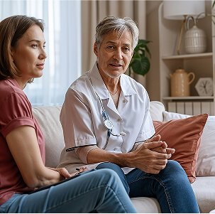 Physiotherapist and chiropractic talking to a patient